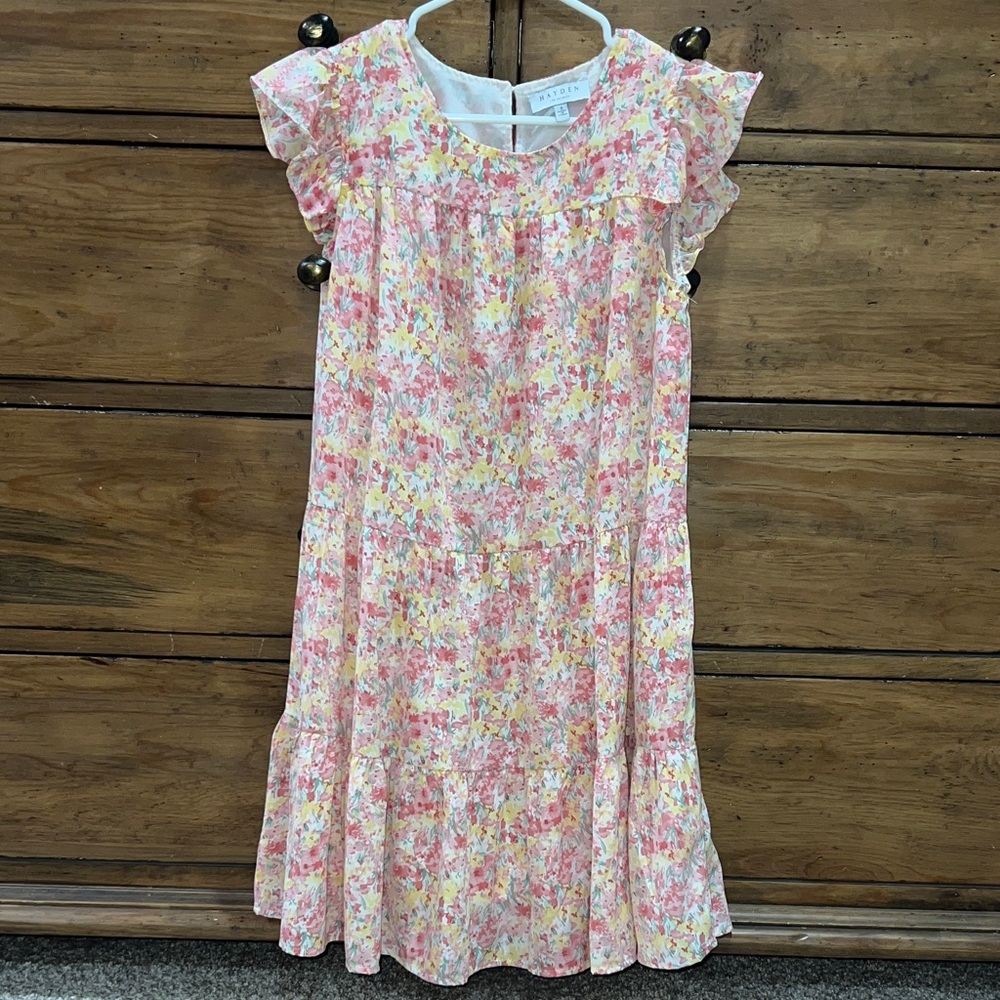 HAYDEN Los Angeles Floral Ruffle Sleeve Tiered Dress — Easter, Spring, Summer